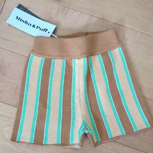 Misha And Puff Tan Teale Camel White Knit Kids Shorts NWT